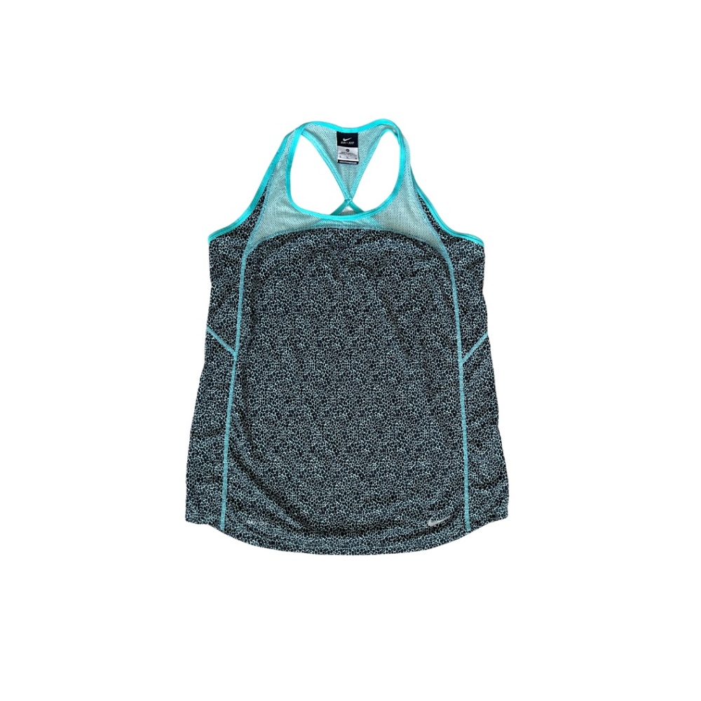 Women's Nike Dri-Fit Black/Teal Animal Print Tank-Size Medium